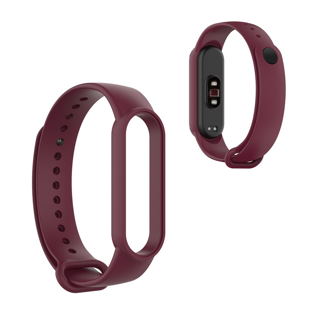 Xiaomi Mi Smart Band 6 / 5 glanset silikonklokkebånd - Vinrød