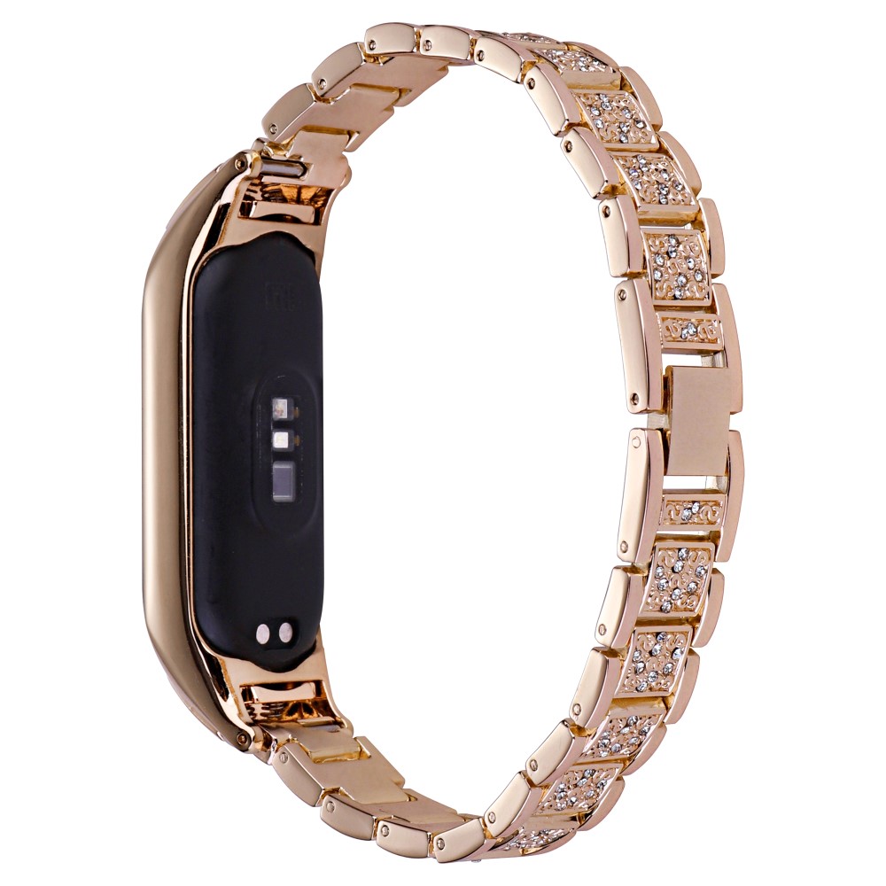 Xiaomi Mi Smart Band 6 / Band 5 rhinestone dekor metallrem - Rose Gull