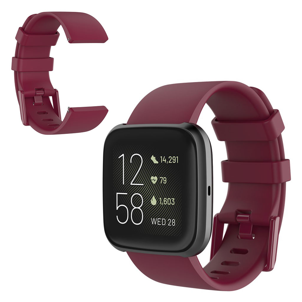 Fitbit Versa 2 / Versa Lite silikon klokkereim - Wine Red / Størrelse: L