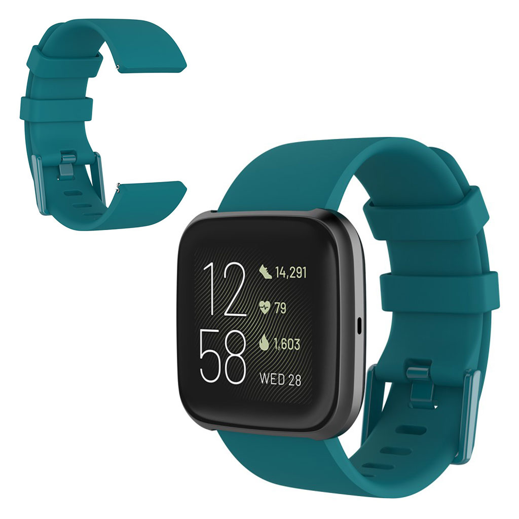 Fitbit Versa 2 / Versa Lite silikon klokkereim - Mørk grønn / Størrelse: L