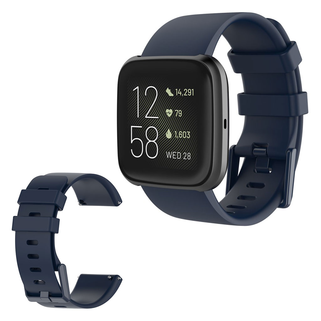 Fitbit Versa 2 / Versa Lite silikon klokkereim - Dark Blue / Størrelse: S