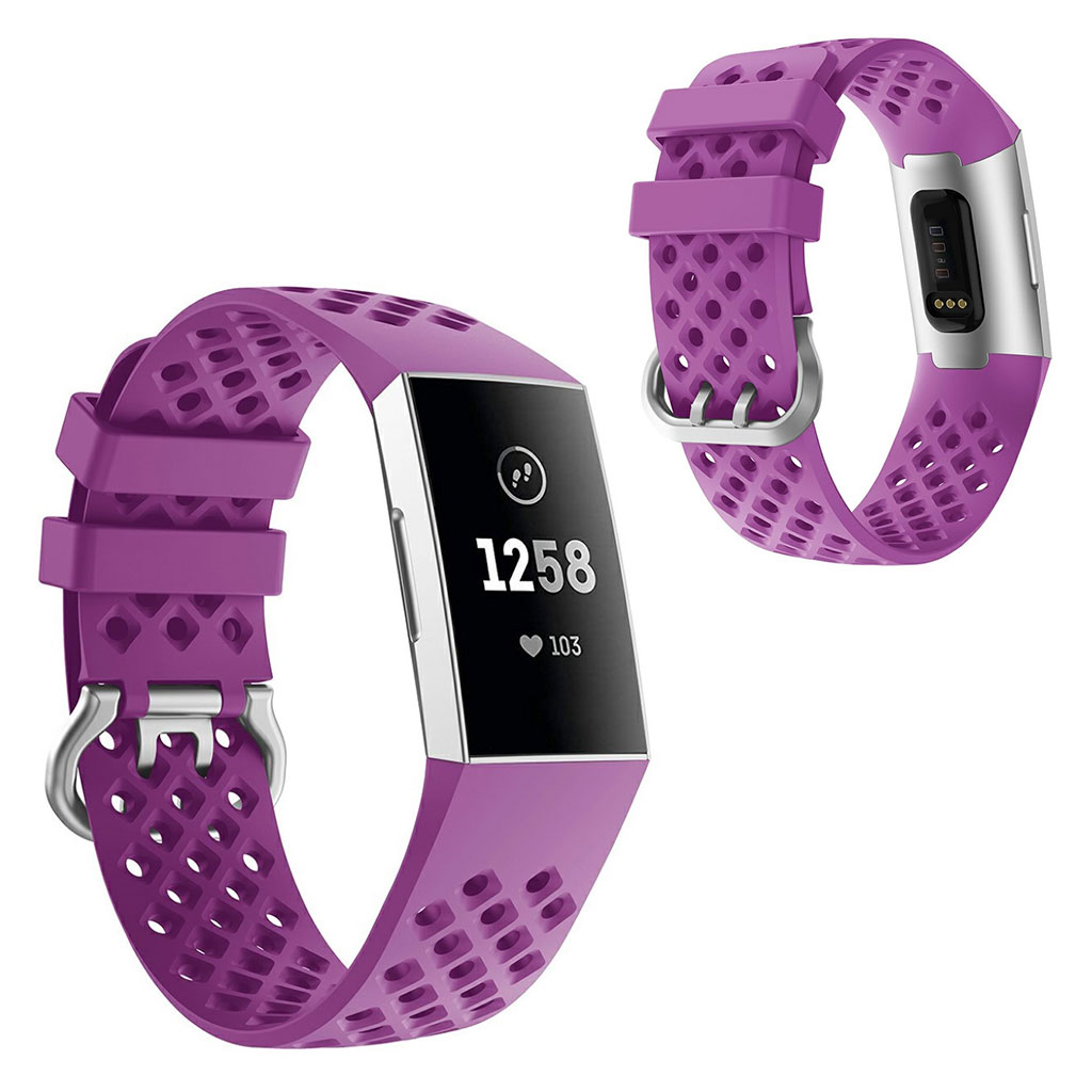 Fitbit Charge 4 / 3 silikonklokkearmbånd med firkantet hull - Lilla