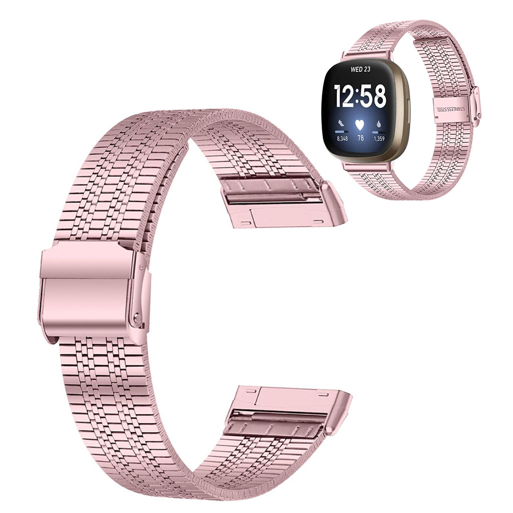 Fitbit Sense / Versa 3 utsøkt klokkerem i rustfritt stål - Rosa