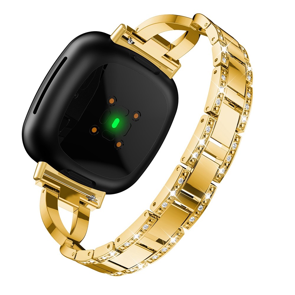 Klokkerem med rhinestone-dekor til Fitbit Sense / Versa 3 - Gull