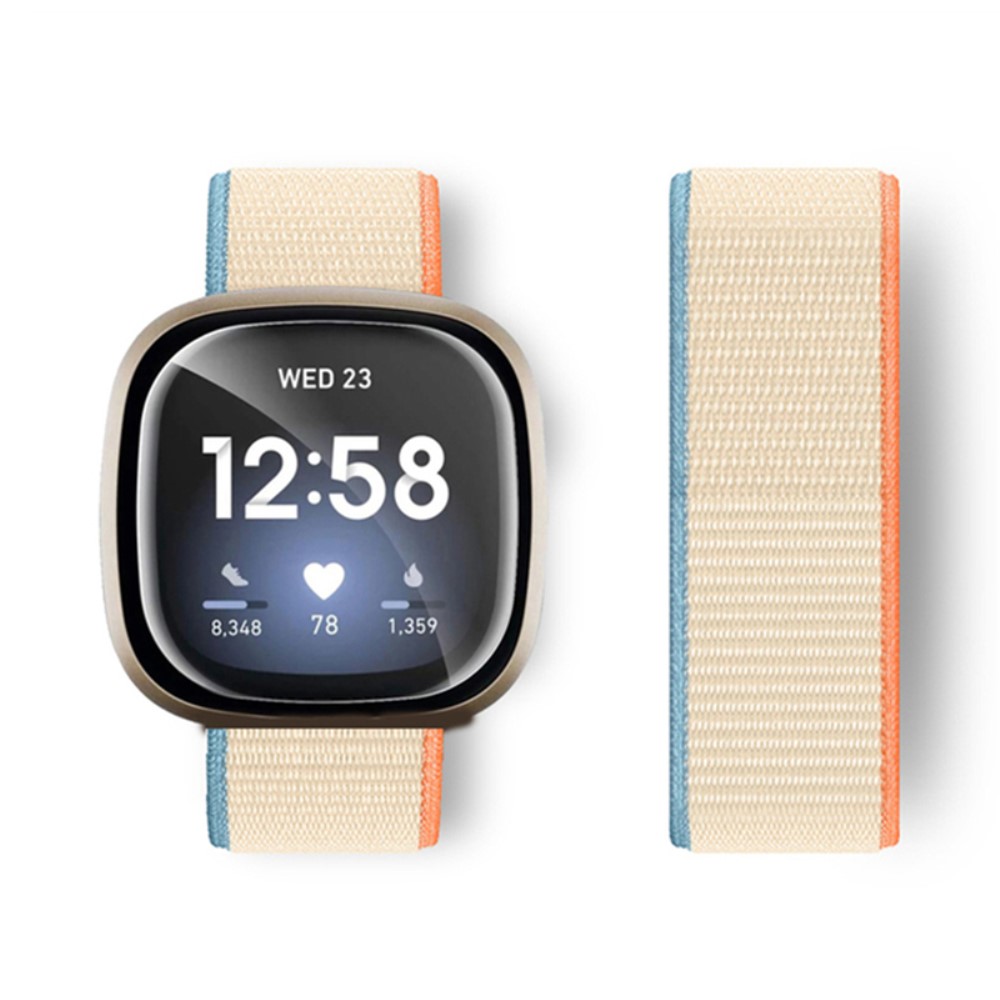 Fitbit Sense / Versa 3 nylonrem - Melkehvit