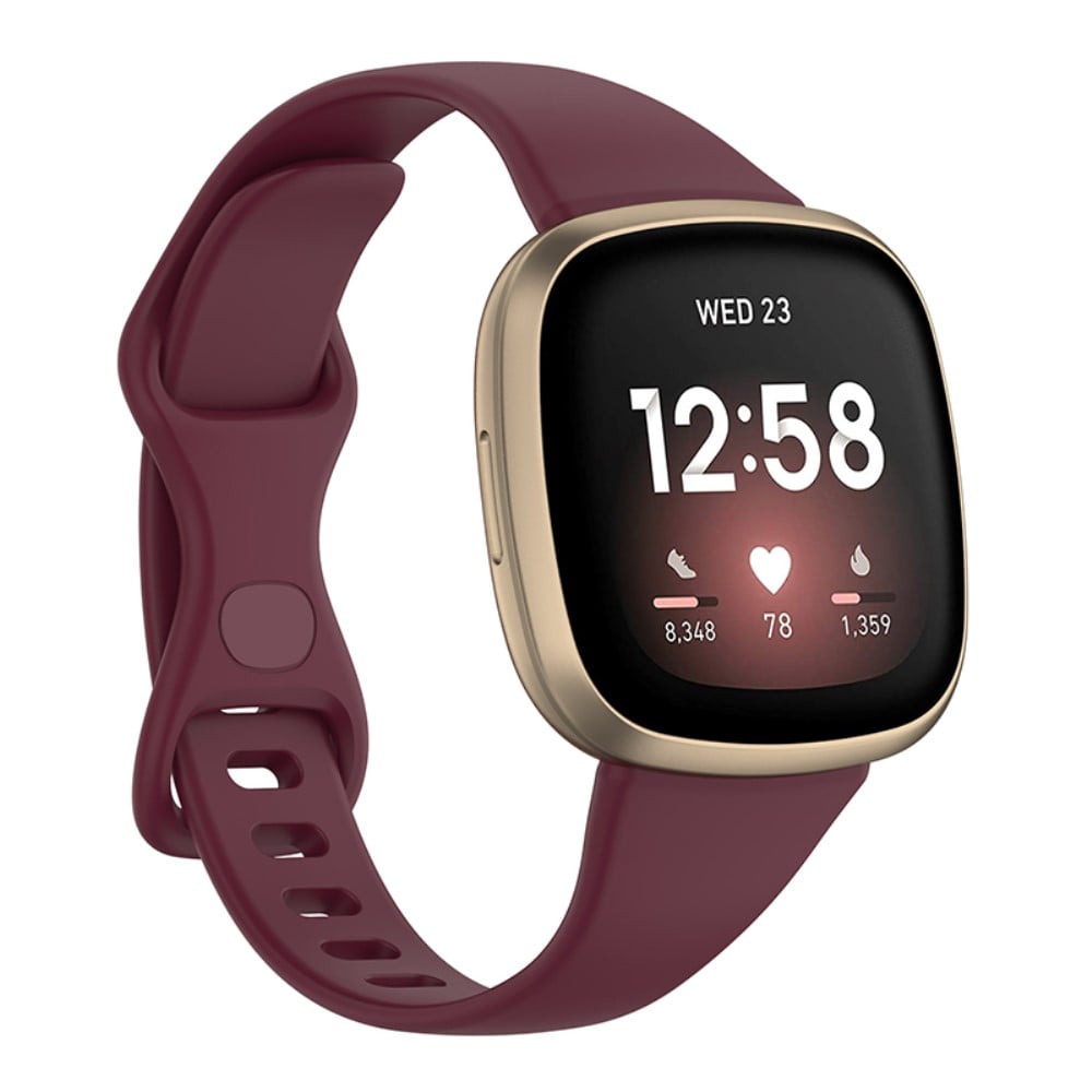 Fitbit Versa 4 / Sense simple klokkerem - Vinrød Størrelse: S