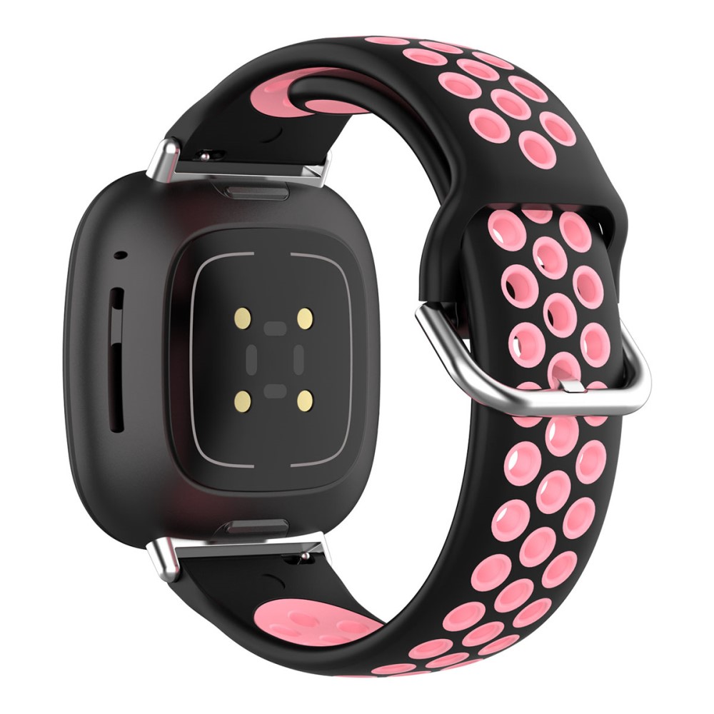 Fitbit Sense 2 / Versa 4 tofarget klokkerem i silikon - Svart / Rosa