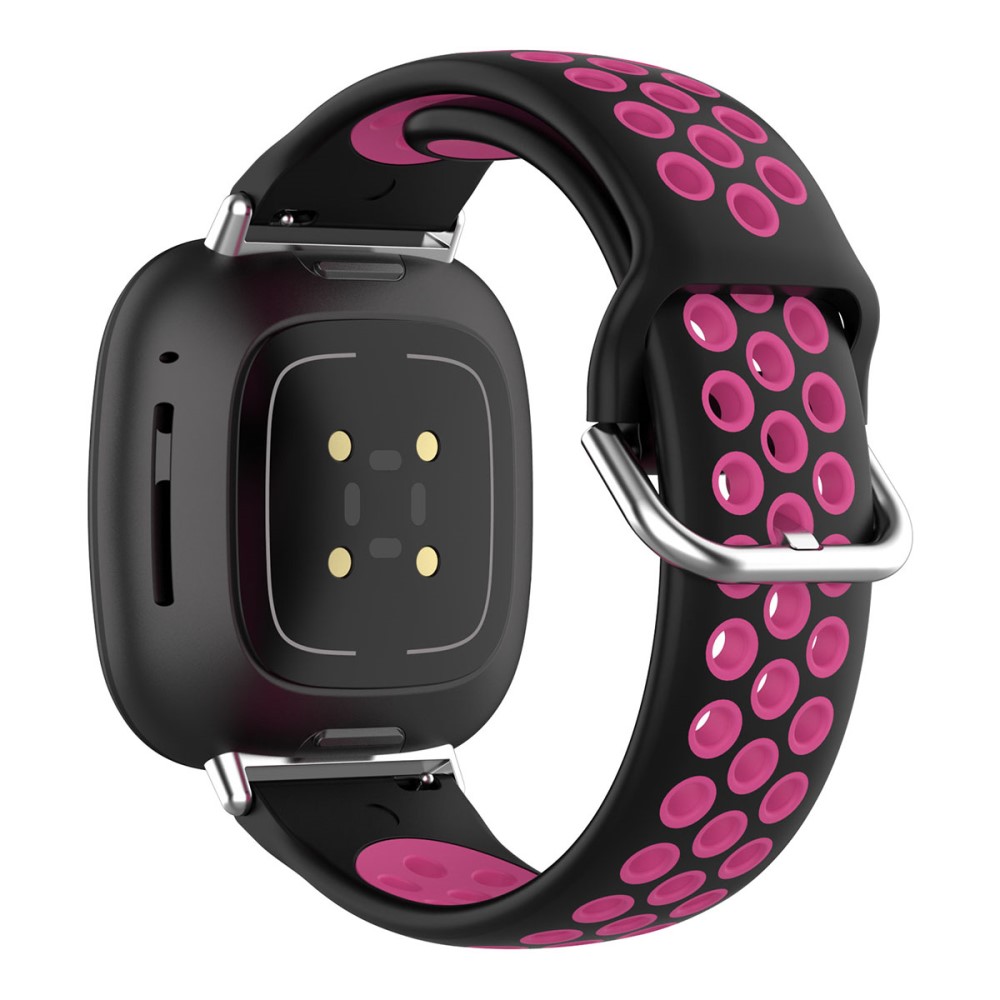 Fitbit Sense 2 / Versa 4 tofarget klokkerem i silikon - Svart / Rose