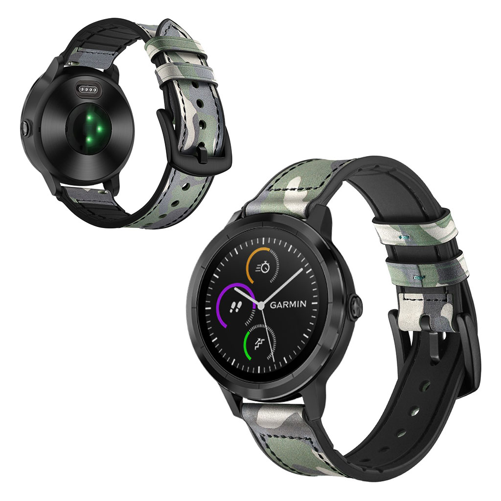 Garmin Vivoactive 3 / Vivomove HR ekte skinn klokkereim - Grønn / Camouflage