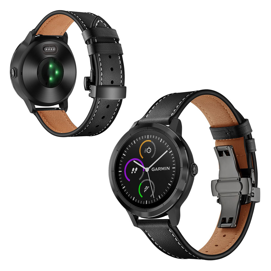 Garmin Vivoactive 3 / Vivomove HR oksehud klokkereim - Svart / Svart