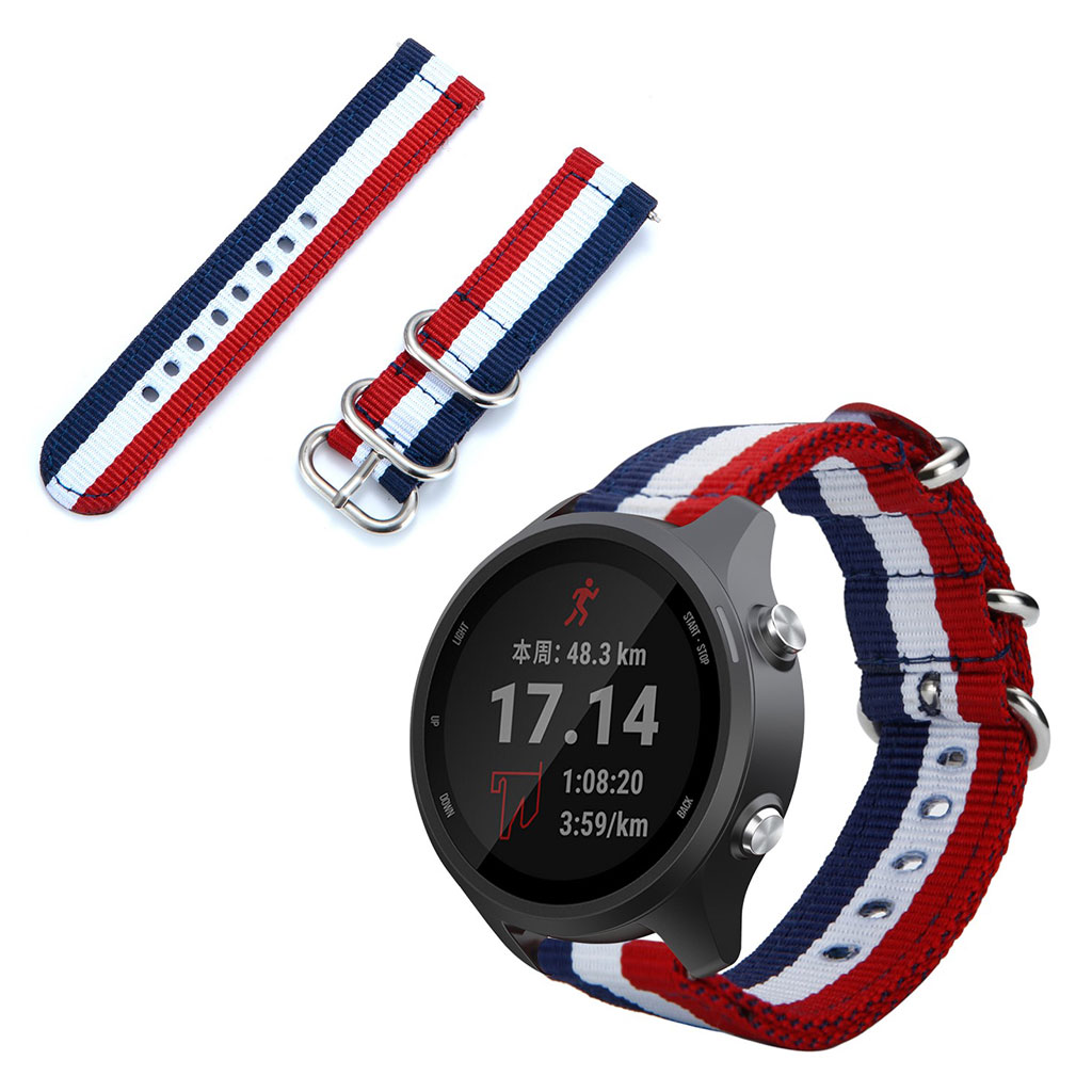 Garmin Forerunner 245/245 Musikk nylon klokkereim - Blå / Hvit / Rød