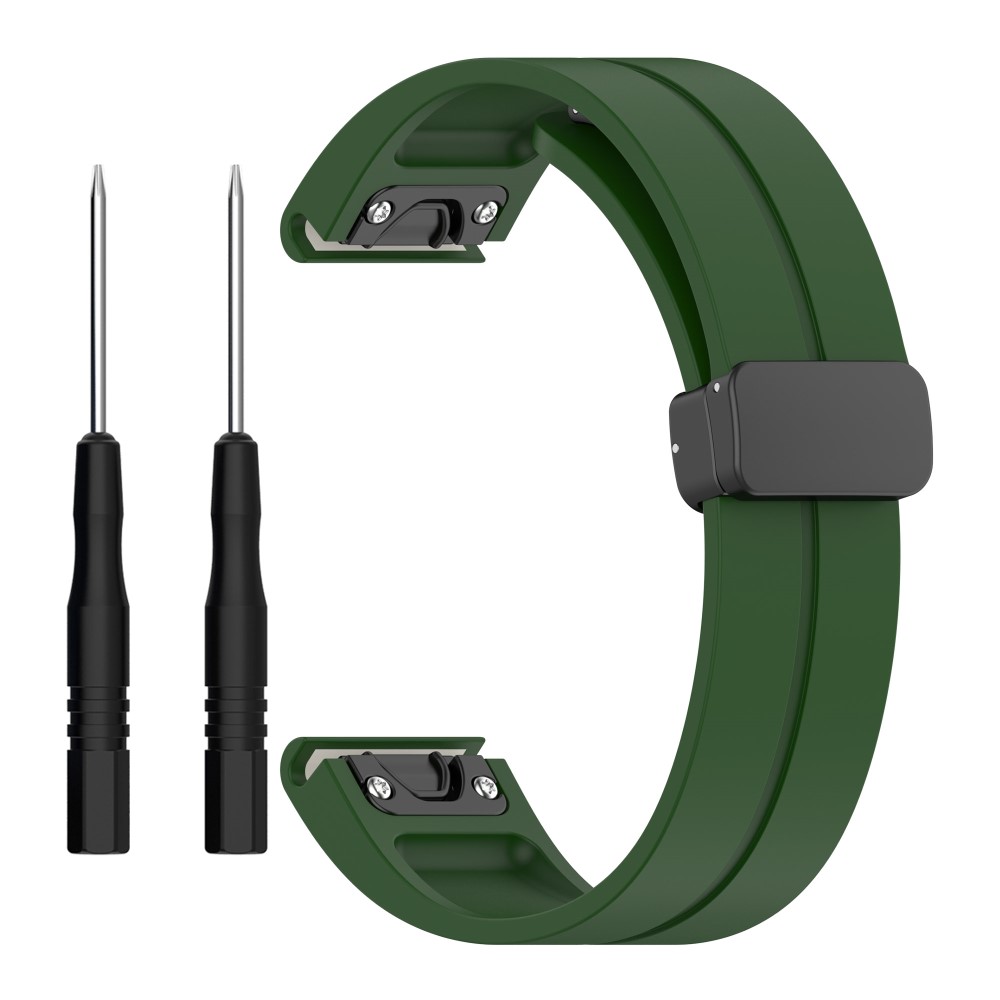 20 mm silikonrem med verktøy for Garmin Fenix 7S / Quatix 3 / Descent MK2 - Militærgrønn