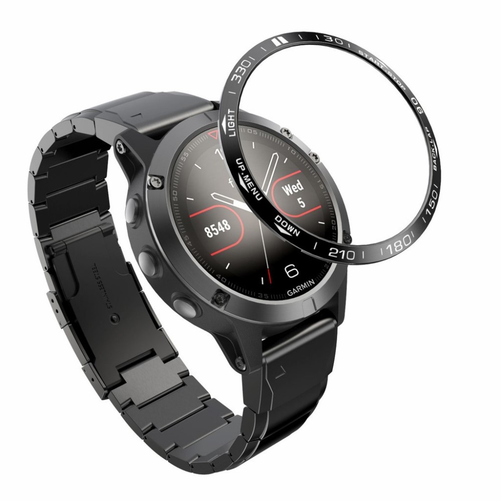 Garmin Fenix 5 Plus metallring - Svart / Hvit