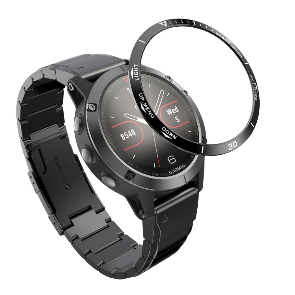 Garmin Fenix 5 Plus metallring - Svart / Hvit