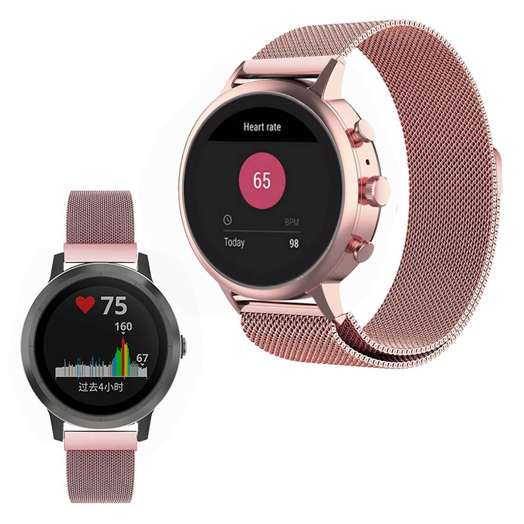 Garmin Vivoactive 4S rustfritt stål webbing watch band - Pink