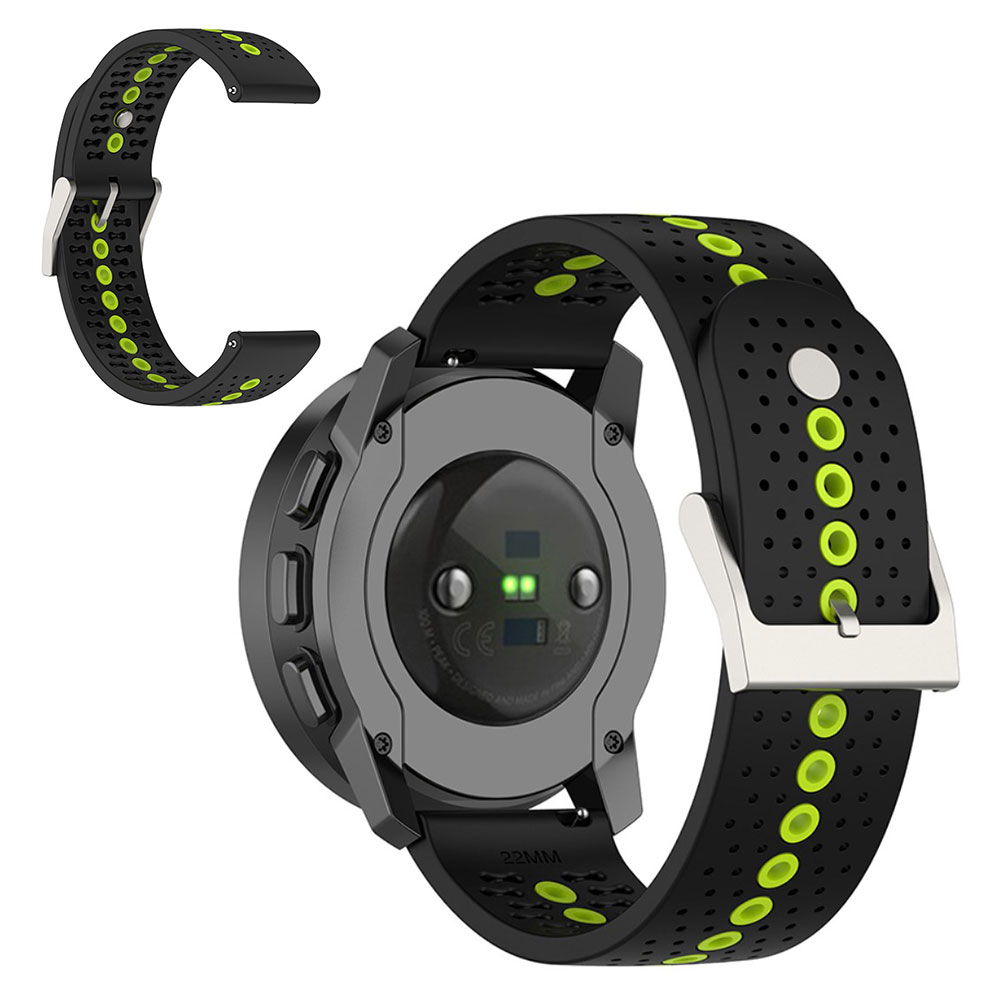 22 mm Suunto 9 Peak tofarget klokkerem i silikon - Svart / Lime